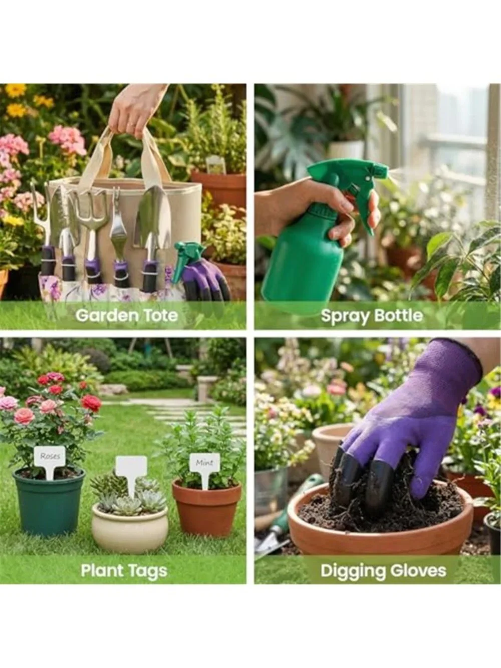 Garden Tool Set 30 Piece Stainless Steel Gardening Kit Tote Gloves Pruner Tags - Picture 4 of 6